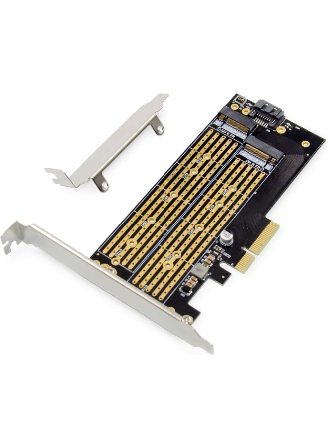 Dual M.2 PCIE Adapter,M.2 NVME(M-Key) or SATA (B-Key) SSD to PCI Express Adapter with PCI Slot Cover,Support PCIE 4.0 X4/X8/X16 Slot,Support M.2 NVME or SATA SSD - Image 3